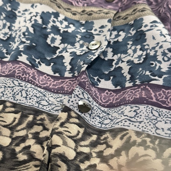 Vintage Dana Buchman Floral Long Sleeve 100% Silk Long Sleeve Blouse Size 2 - Picture 11 of 13